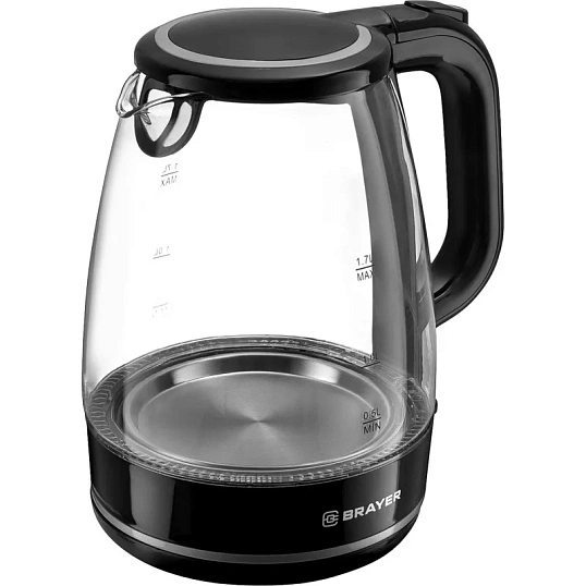 Чайник электрический BRAYER BR1030,2.2 кВт, 1,7 л, стекло,автооткл.,подсвет