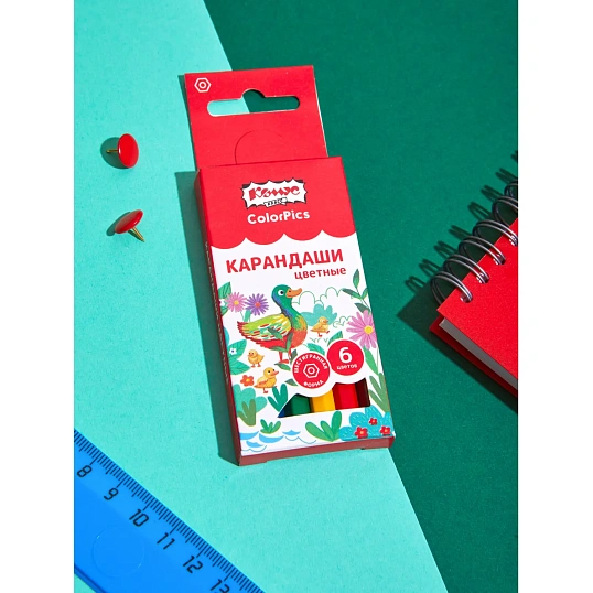 Карандаши цветные 6цв/наб6-гран Комус Класс ColorPics коротк,88мм