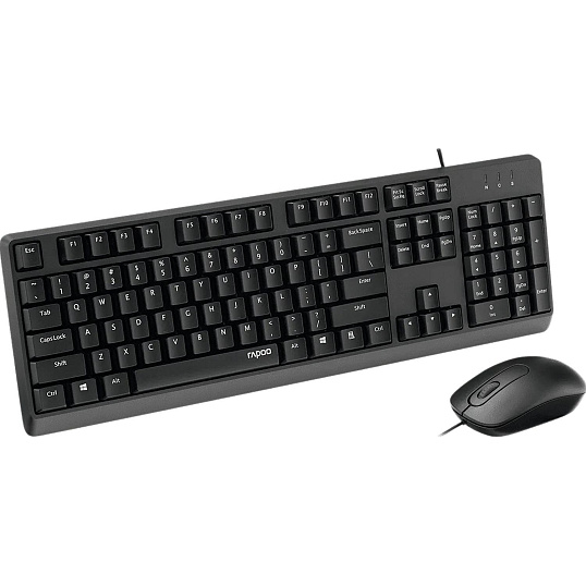 Набор клавиатура+мышь RAPOO проводная X130PRO, цвет - черный