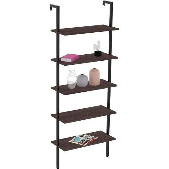 Стеллаж TI_пристенный Комус Онега-5 Ясень анкор темн, 695х295х1810 мм