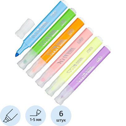 Набор текстовыделителей треугольных M&G 1-5мм 6цв