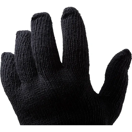 Перчатки защитные трикотажные утепленные двойные, цв. черный (5 пар/уп)