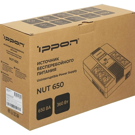 ИБП Ippon Nut 650 650ВА/360Вт черный(2050150)