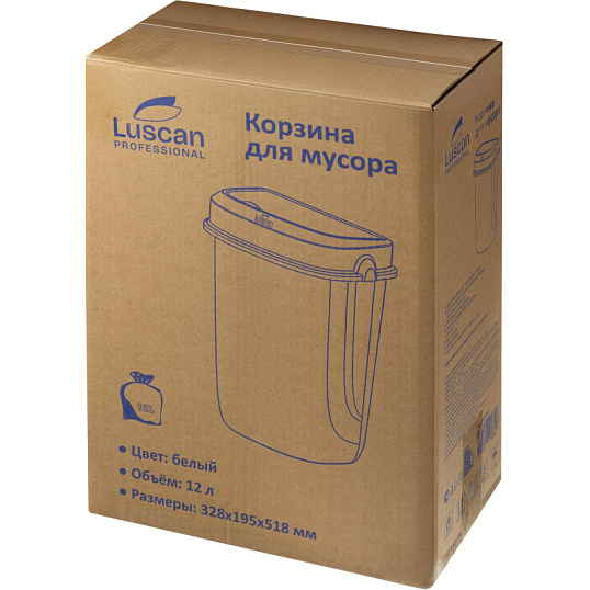 Контейнер для мусора (корзина) Luscan Prof Etalon 12л белый 151041
