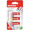 Ластик Kores 40x21x10мм 3 шт/уп, пастельный KE-30, блистер 40315