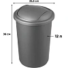 Ведро мусорное 12л пластик, серый металлик с крышкой-вертушкой