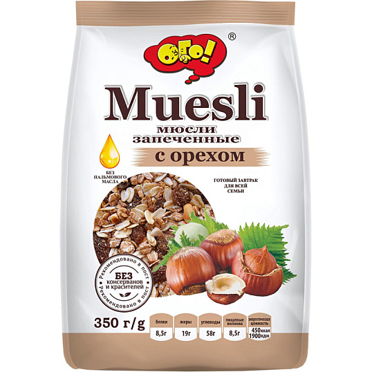 Мюсли   ОГО! запечен. с орехом, 350г