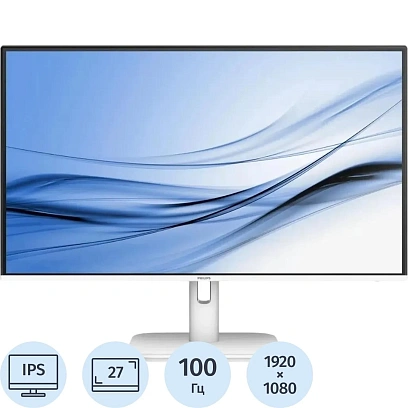 Монитор 27 PHILIPS 27E1N1200AW/00(60) WHITE (IPS, FHD, 100Hz,HDMI 1.4, DP)