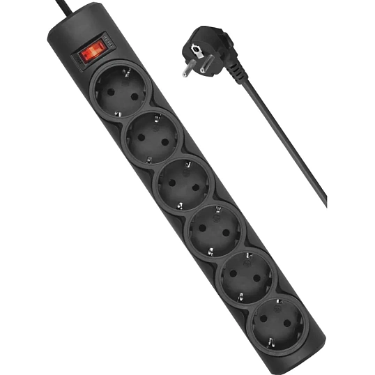 Сетевой фильтр Defender  DFS 153 3 м, черный, 6 розеток(99495)