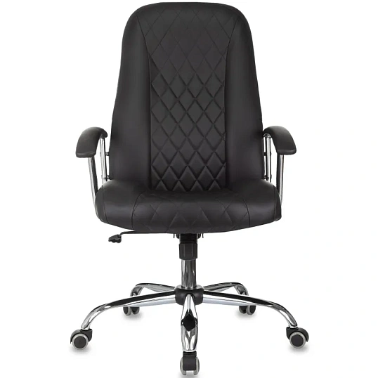 Кресло БР Комус Мебель EChair 658 экокожа (строчка ромб),черный, хром