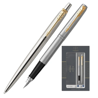 Набор пишущих принадл. PARKER Jotter Stainless Steel GT шар.руч+перо2093257