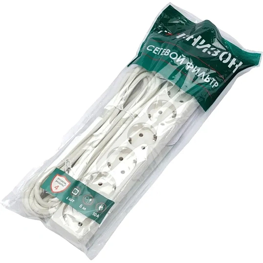 Сетевой фильтр Гарнизон ECL-6-W-5 6р/5м, 10А, ур.защиты 4, белый