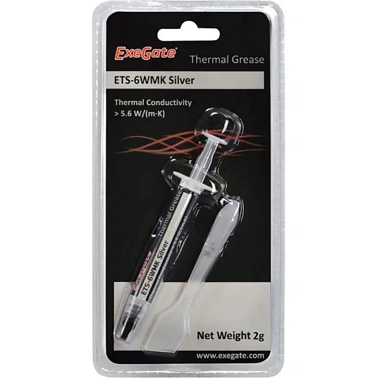 Термопаста ExeGate ETS-6WMK Silver 2г, шприц с лопаткой (EX282346RUS)