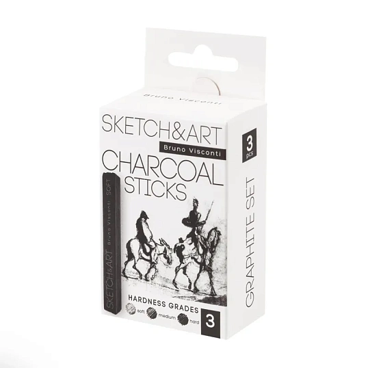 Уголь для рисования пресс SKETCH&ART черн мягк,средн,твердый 3шт/наб 25-001