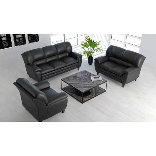 Диван MV_Комус Мебель_BAYU 3-мест. (Ba3-2) к/з Or.16/Ec.3001 черн