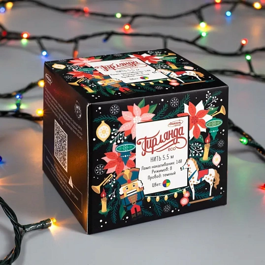 Электрогирлянда Нить 5.5 м,IP20,140 ламп, мульти, 8 режимов, 220 В 670999