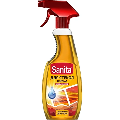 Средство для стекол и зеркал SANITA с нашатырным спиртом 500мл