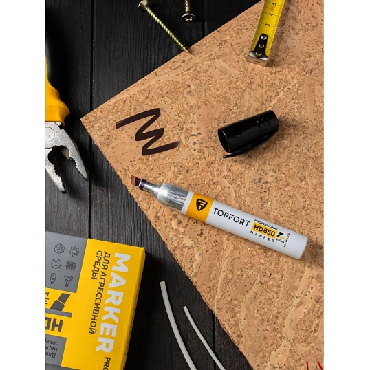 Маркер для агрессивной среды TOPFORT HD 850 черный 3-7мм скош. наконечник