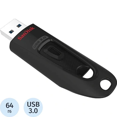 Флеш-память SanDisk Ultra, 64Gb, USB 3.0, чер, SDCZ48-064G-U46