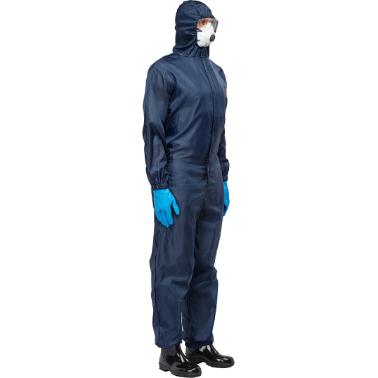 Комбинезон многоразовый защитный с капюшоном JetaSafety JPC75b синий р.М