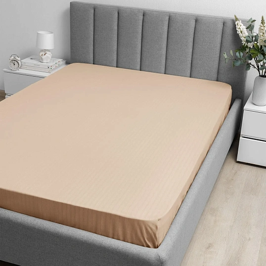 Простыня 2сп 200х220 см, страйп-дизайн, 105г/м2, Coffee cream 789230