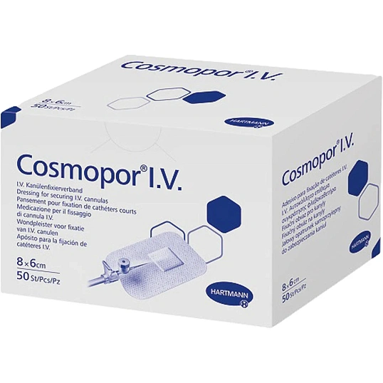 Повязка д/фикс.катетера 8х6см  50шт/уп COSMOPOR I.V. 9008055