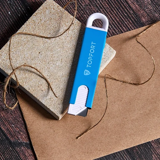 Нож безопасный мини TOPFORT для вскрытия упак.матер.,трапец.,мет.корпус+ABS