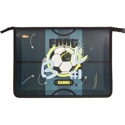 Папка для тетрадей Football синий,А4,молн.,пласт.,ПТ-813