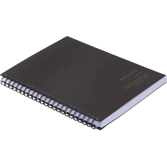 Тетрадь общая, BS, А5, 120л., клетка, спираль. Believe, черный N4200