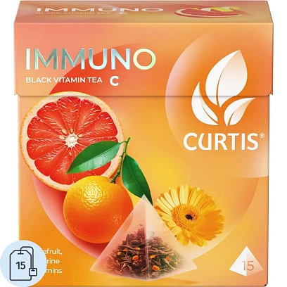 Чай Curtis Immuno черный, аромат, средний лист, 15 пирамидок