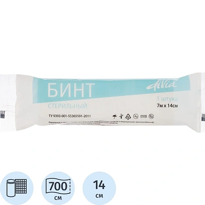 Бинт стер. 7мх14см, пл.30г из неткан. мат-ла, WS/DIVA, инд.уп ШК35505/37738