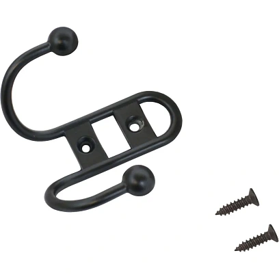 Вешалка настенная УЗК_Крючок двухрожковый СТАНДАРТ 208 B BL (14619)мат.чер