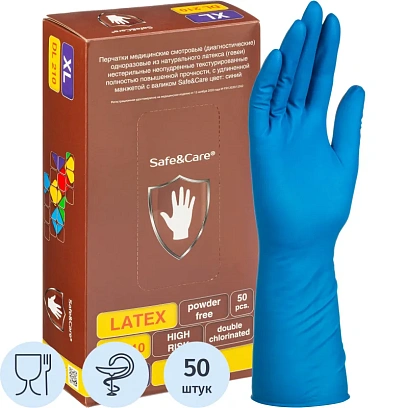 Перчатки латекс., н/с, н/о, S&C High Risk TL210/ DL210 (XL)25пар/уп,ПС