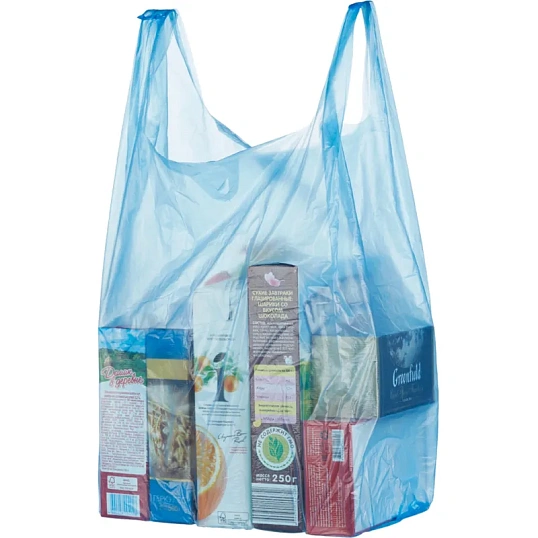 Пакет-майка ПНД 35+20х65 15мкм 100шт./уп. цветн.