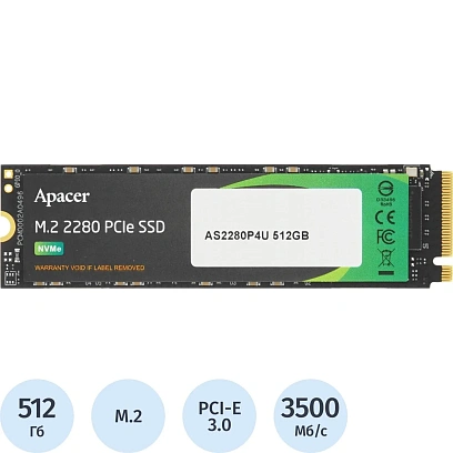 SSD накопитель Apacer AS2280P4U 512Gb M.2 Gen3x4(AP512GAS2280P4U-1)
