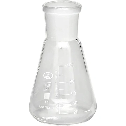 Колба коническая КН-1- 100-29/32, с делениями, ТС 12шт/уп 10000820