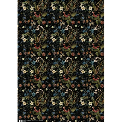 Бумага упаковочная FLORA.ЛЕСНЫЕ ЯГОДЫ, 50 х 70 см (4 листа), 2-794/02