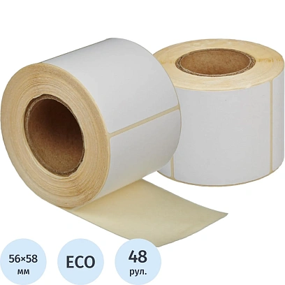 Термоэтикетки ЭКО 56х58,600шт/рул, вт.40, 48рул/уп(ИР)