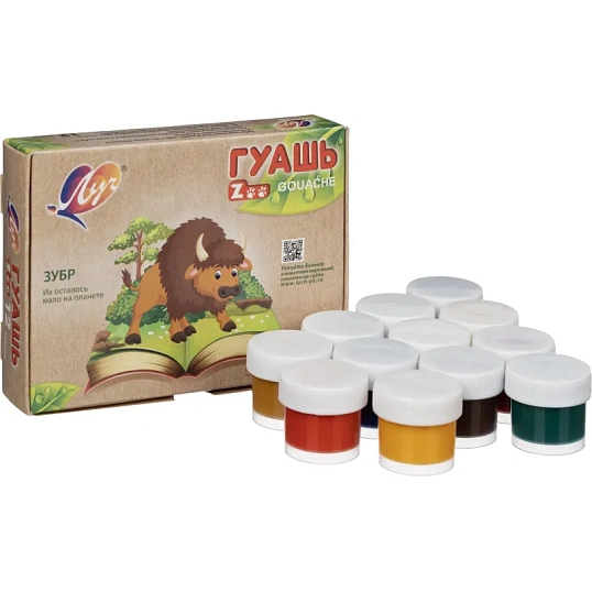 Гуашь 12цв.,Луч Zoo,банка 15 мл