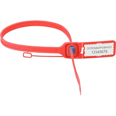 Пломба мешковая номерная Дракон-Про,однораз.,340 мм,красн.,100 шт/уп