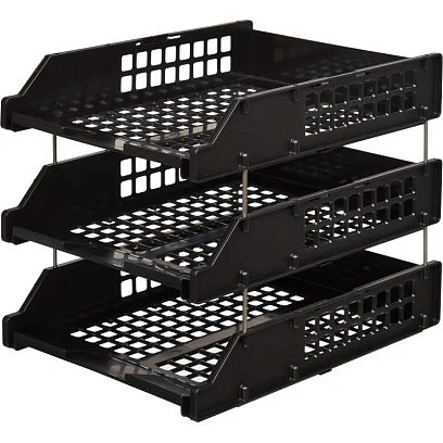 Лоток горизонтальный Стамм STRONG наб. 3 шт.на металл.стержнях черный