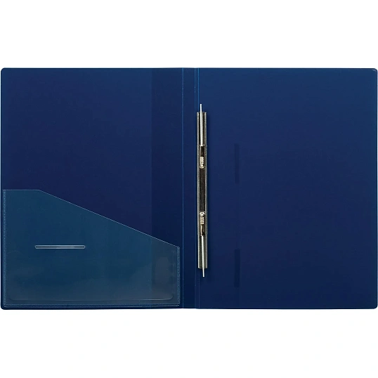 Скоросшиватель пластиковый с внутренним карманом Attache А4 син 200л,0,7мм