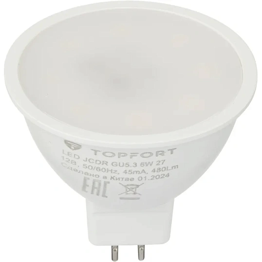 Лампа светодиодная Topfort GU5.3 12V 6W 2700K