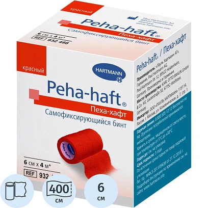 Бинт самофикс эласт 4 м х 6 см, красный, PEHA-HAFT 9324882