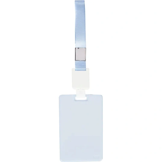 Бейдж Deli 64803 вертик.,с держат.,вкладыш:89x54мм,влагозащ.,голубой,блист