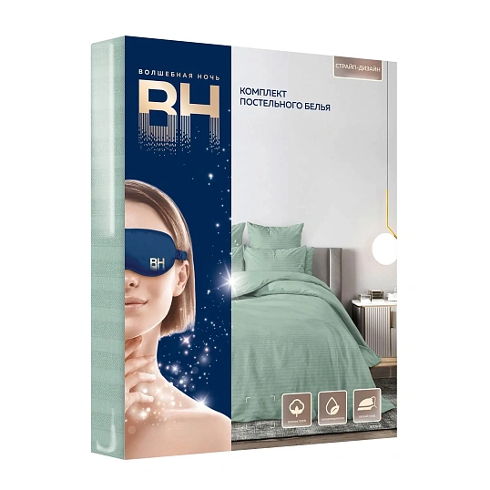 Постельное белье евро страйп-дизайн (нав. 70х70 2 шт.), Smoke Green 782130