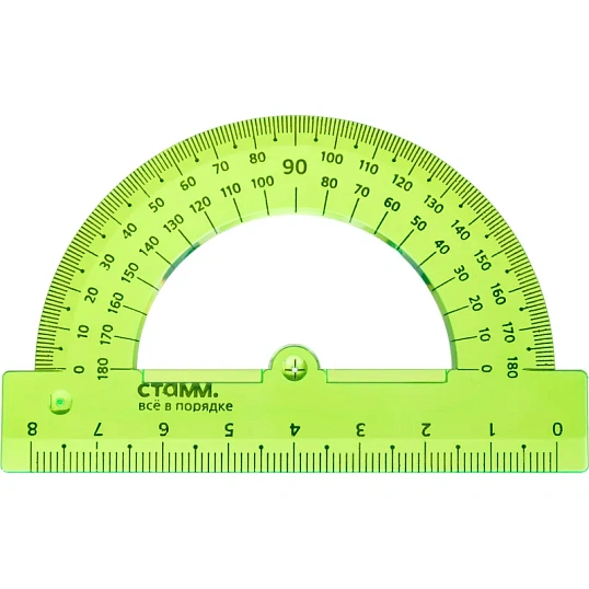 Транспортир 8см,   180градусов NEON Cristal  цвет ассорти ТР-01