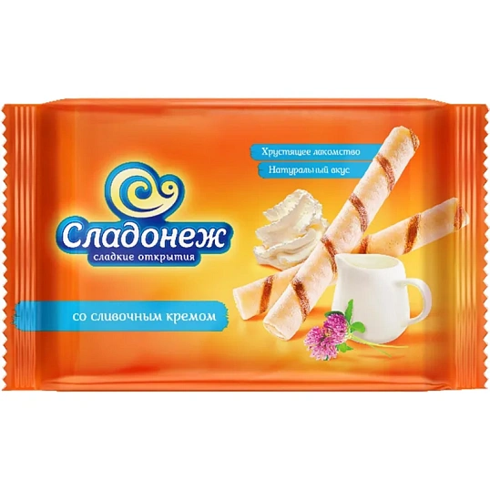 Вафельные трубочки Сладонеж со сливочным кремом, 175г