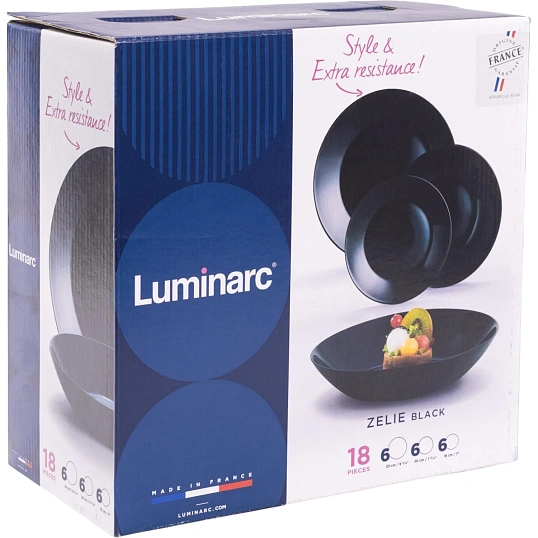 Набор посуды  ZELIE BLACK 18 предметов 6 персон