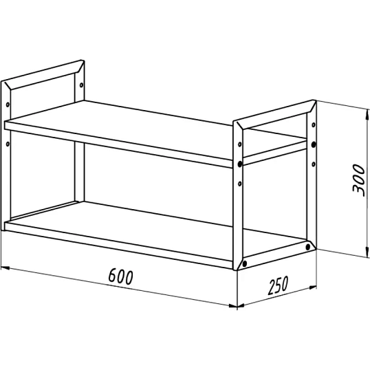 Полка TI_настен/настоль Комус Онега-6 250х600 мет чер/ЛДСП ясень анкор тем